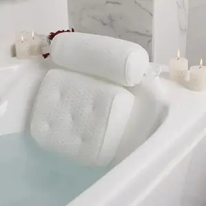 Bathtub Pillow with Anti Slip Suction Cup, 1 Count Bath Cushion for Neck and Back Support, Essential Bathroom Accessory