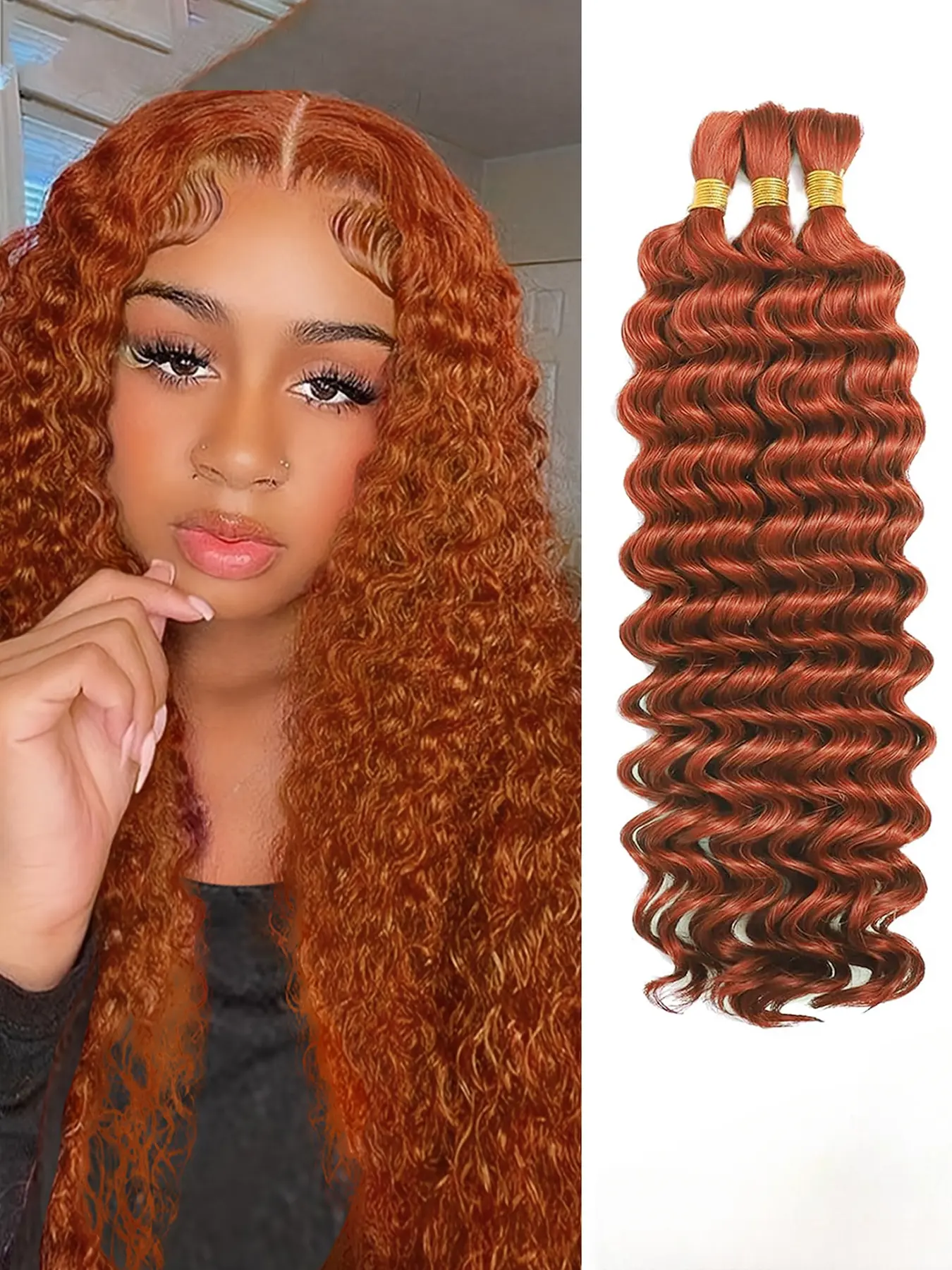 20 Inch Human Hair Extensions 110g Curly Deep Wave Boho Braiding Hair GK Braiding Hair For Boho Braids Deep Curly Human Hair  main image 2