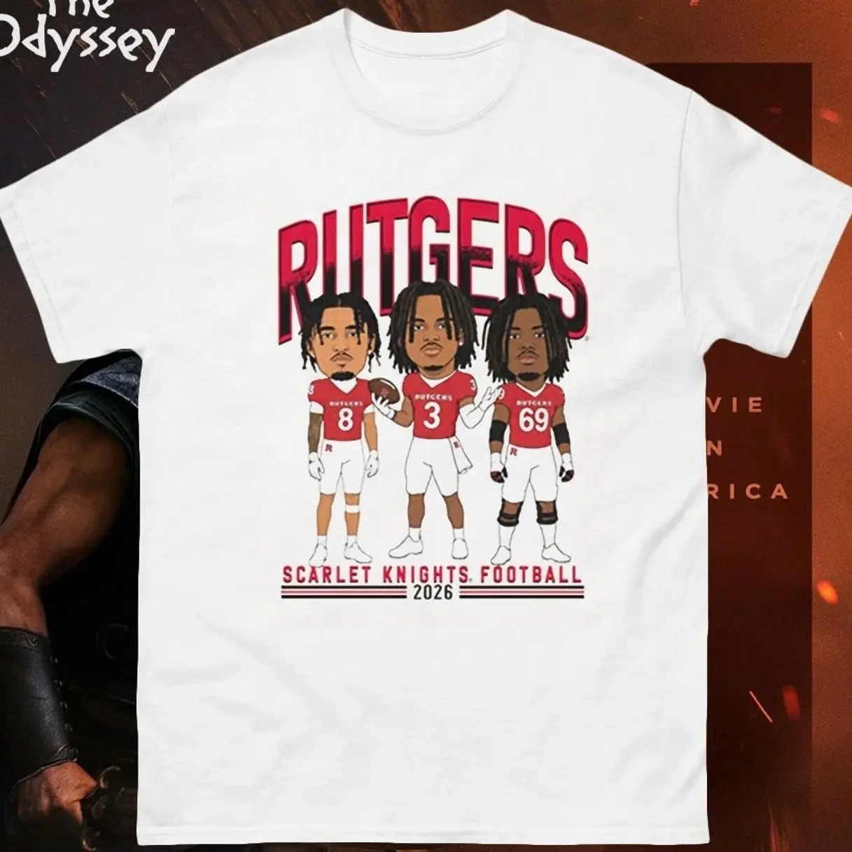 Official Big Ten Media Day Styles Rutgers Scarlet Knights Football 2026 Ivory Campus Ink Caricature shirt KXP