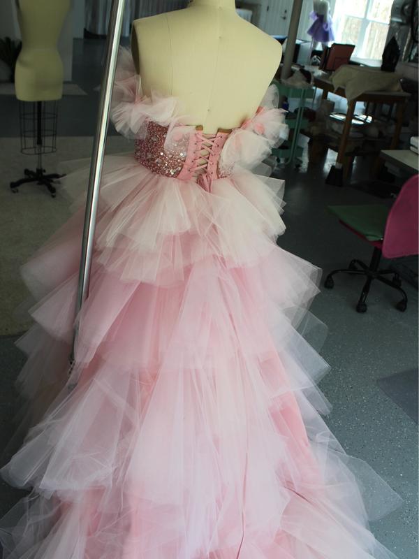 Laidiecloth/Pink Tulle Sweet heart Bodice Ballgown/Dress
