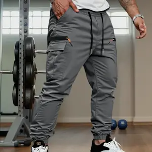 Men's Multi-Pocket Work Pants Double-Zip Details Cuffed Work Pants cargo pants for men pants for men pants for work