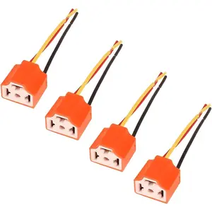 4PCS Car H4 HB2 9003 Wiring Harness Headlight Socket Plug, Automobile Ceramic Heavy Duty Headlight Connector Universal for Vehicles Truck Boat Marine Headlight Fog Light Retrofit