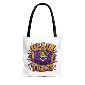 Geaux Tigers Football Tiger Head Tote | Purple Gold LSU Spirit