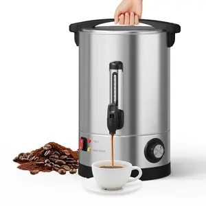 Fast Brew Double Wall Stainless Steel Coffee Urn – Double Wall Beverage Heater – Includes Filter Basket – Appropriate for Buffet, Catering, Parties, Weddings, and Events