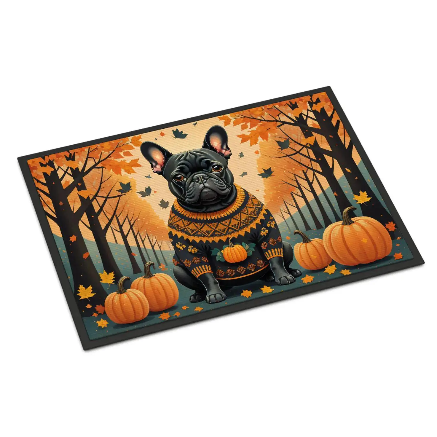 Artwork French Bulldog Doormat - Black, Perfect for Indoor and Outdoor Use