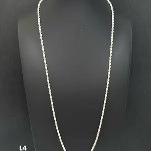 3mm 925 Silver Filled Rope Chain Necklace 24” | Non-Tarnish, Water Resistant, Stainless Steel Base (Not Solid Silver)