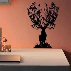 1pc Standing Deer Metal Wall Art, Standing Deer Statue Mural, Perfect for Garden Wall, Farmhouse Wall Decor, Christmas Decor, Ideal Gift for Nature Lovers, Weather-Resistant Metal