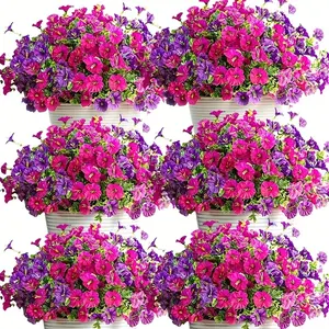8 Bundles of Artificial Flowers, Plastic Faux Flowers, Plastic Flower Bulk, Uv-Resistant And Colorfast Floral Arrangements, Multicolored Artificial Blooms, Indoor Outdoor Decoration, Home, Gardens, Spring Summer Decor, Weddings