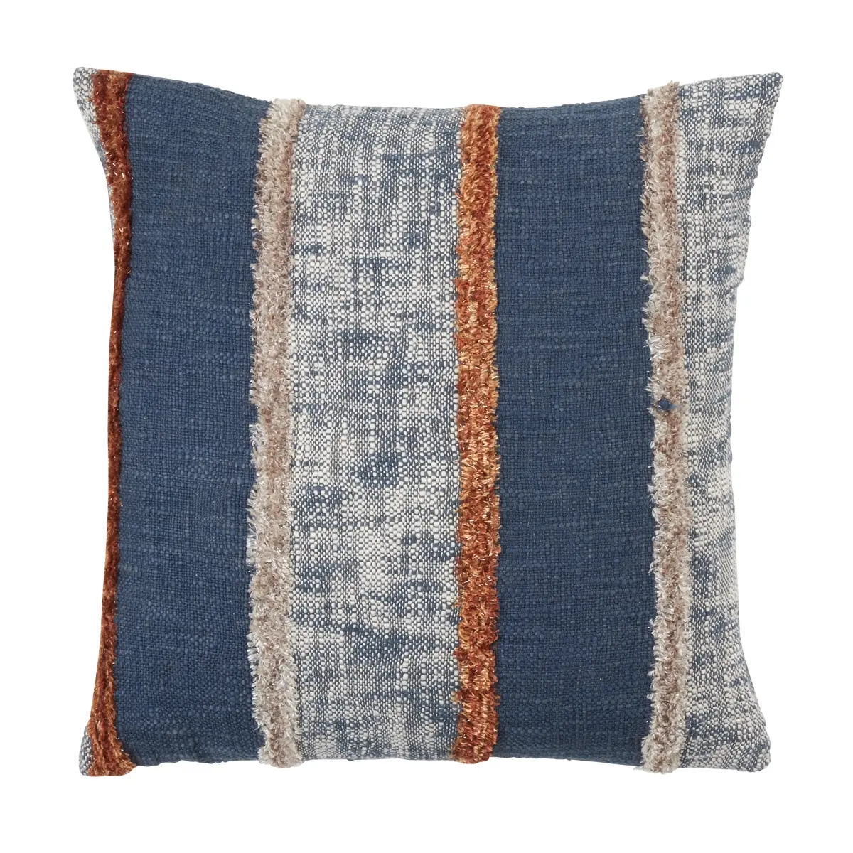 Saro Lifestyle 2300.NB20SP 20 in. Soft Cotton Vertical Stripes Statement Throw Pillow with Poly Filling, Navy Blue