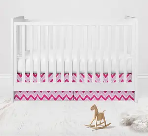 Bacati Mix N Match Ikat Chevron Crib Skirt Dust Ruffle - Pink Fuchsia