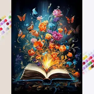 1 set of DIY diamond painting kit, 5D diamond art set, DIY decoration book, flowers, butterflies. Mosaic, diamond art, DIY art home decoration.