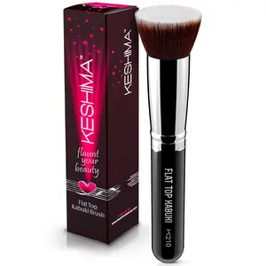 Flat Top Kabuki Foundation Brush Premium Makeup Brush for Liquid, Cream and Powder Buffing Blending Face 1.2" Top Diameter