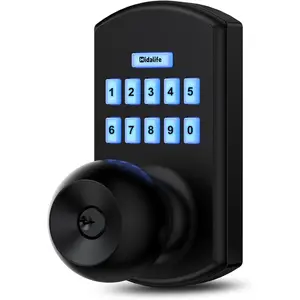 Door Lock with Code, Door Lock for Front Door, Door Knob with, Easy Passage Mode, Black