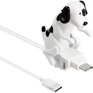 Dog Charging Cable Dog Smartphone Funny USB Cable USB Data Transmission Mini Graduation Season Gift Presents for Charging of Mobile Phones, Only Compatible with Type-c(White,Spot Style)