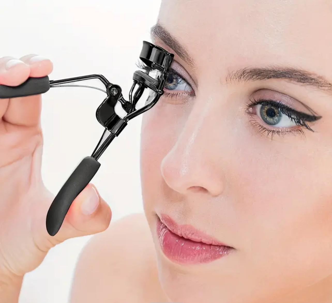 Black-Purple Frosted Handle Eyelashes Clip Curler NC365 Stainless Steel Curling Tweezers Tools for Perfectly Polished Look