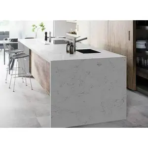 CARRARA WHITE POLISHED QUARTZ - 127inch x 65inch x 1 1/4inch - (57.33 sqft per slab)