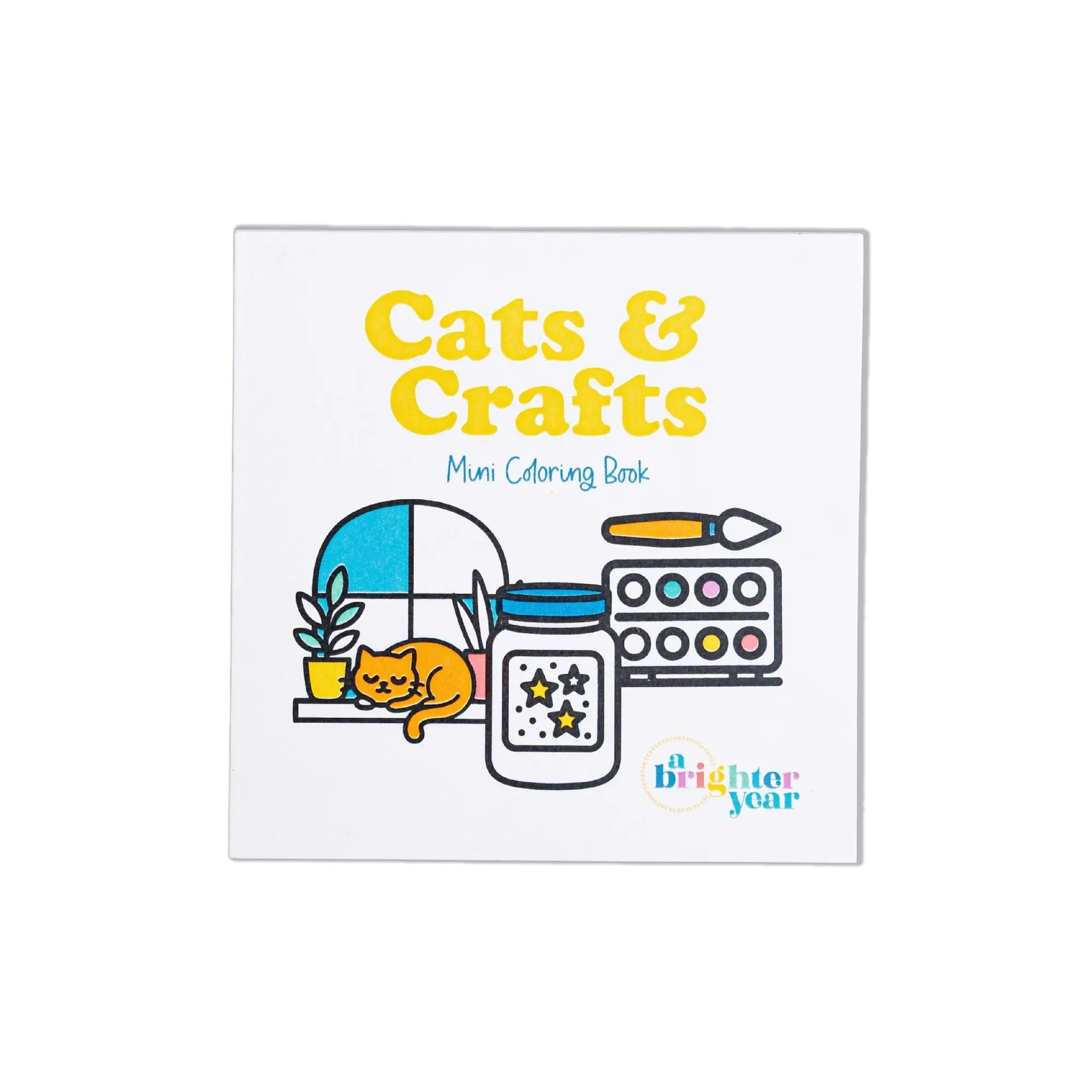 A Brighter Year Mini Coloring Book - Office Stationery Art Supply with Cat Animal Characters, Ideal for Cozy Coloring, DIY Crafts, Creativity Projects, Office Companion