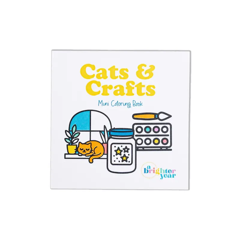 A Brighter Year 3" x 3" Mini Coloring Book - English Printed Office Stationery Art Supply, Cat Characters, 50 Tear-Out Pages, Ideal for Projects, Creativity, Office Companion (Mini 3x3 Book)