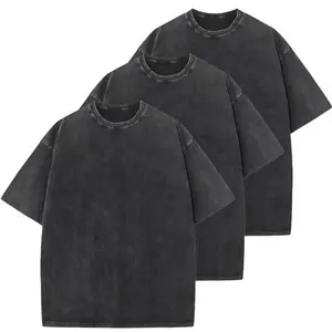 3 Pack Men's Cotton T-Shirts Oversized Unisex Short Sleeves Casual Loose Wash Solid Basic Tee Tops