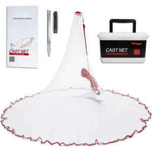 Cast Net |   3ft-12ft Radius, 3/8 or 1/4 inch Mesh for Freshwater and Saltwater Bait Fish |   Professional Grade and Upgraded Material |   Throw Style