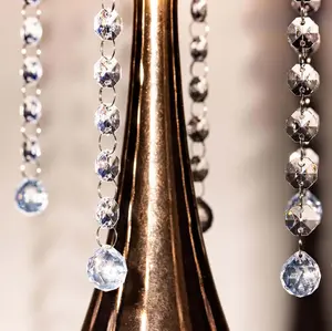 8-Pack Acrylic Crystal Garland Strands 13" Clear - Dazzling Octagonal Hanging Beaded Chain Ornaments for Event Styling Crafts & Holiday Decor