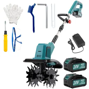 KITESDER 20V Cordless Tiller Cultivator, Brushless 360 RPM, Adjustable Ergonomic Handle, 2×4.0Ah Batteries, Lightweight Electric Garden Tool for Soil Loosening & Weeding
