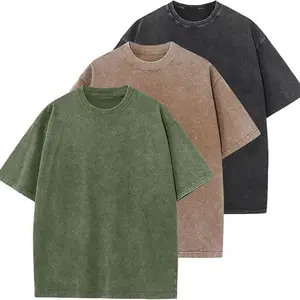 Oversized T-shirts for Men Gym Vintage Heavyweight T-shirts Cotton Workout Acid Wash Baggy Tees Half Short Sleeve Summer Top Casual Loose Fit Solid Streetwear Comfortable Tees