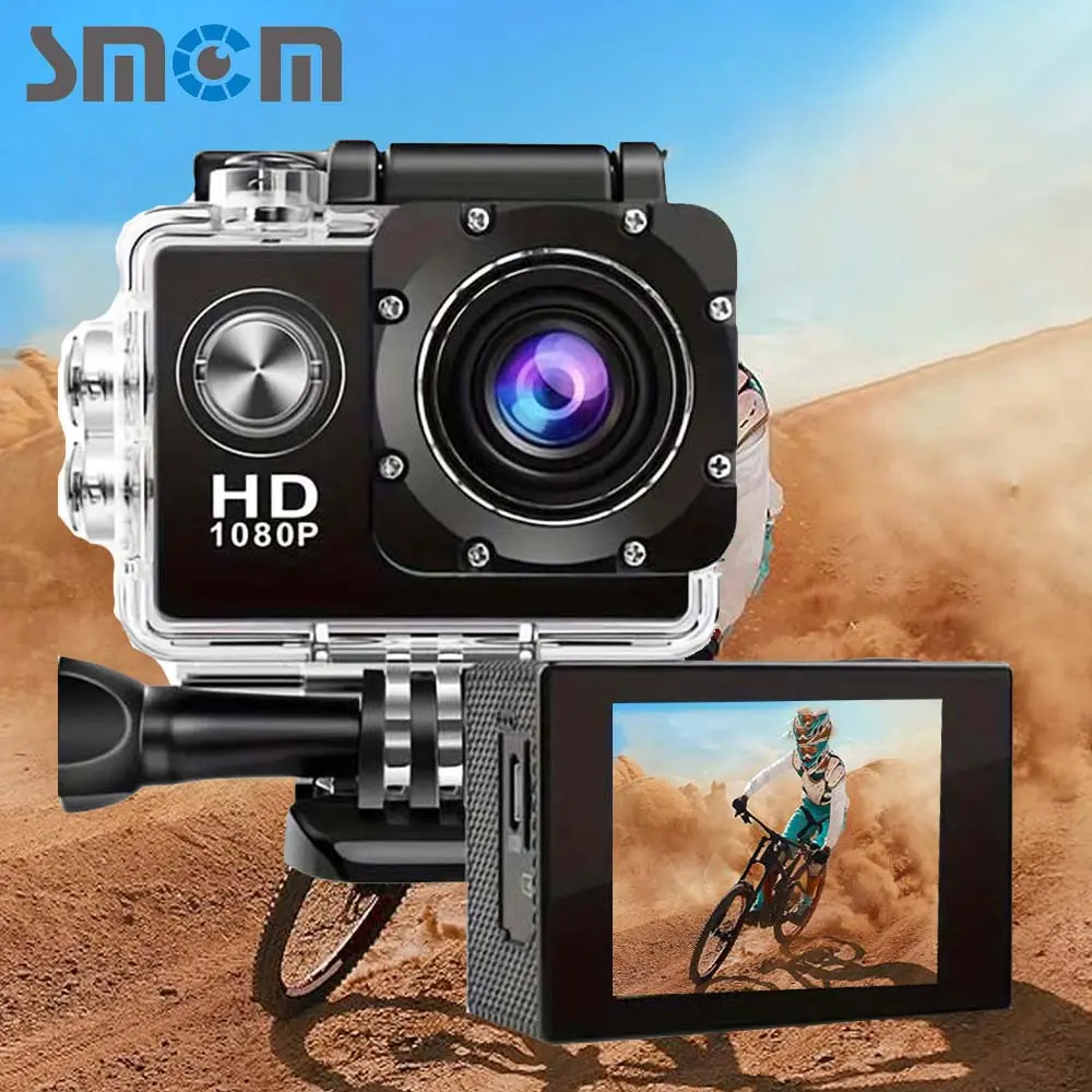 1080P Sports Camera, 2-inch LCD Screen Action Camera, 5-megapixel 900mAh Battery Camera with 140 ° Wide-angle Lens for Cycling, Swimming, Rock Climbing