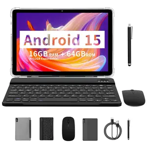 10.1 Inch with Bluetooth-compatible Keyboard Mouse Combo, Quad Core Processor, 16GB Storage, 64GB RAM, 1280x800 Screen, Lithium Battery, Smart Android Tablet