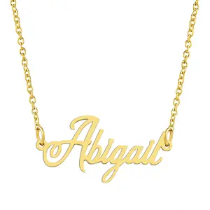 KISPER Gold Plated Stainless Steel Personalized Name Pendant Necklace