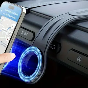 Flexible Silicone Car Phone Holder with Strong Magnetic Grip, Dashboard Mount, Bendable Aluminum Arm - Compatible with Auto Vehicles - Universal Magnetic Cradle with 20 Powerful Magnets for Smartphones - For Drivers - Suitable for All Vehicles