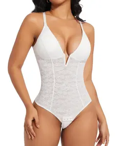 Joyshaper Sexy Lace Shapewear Bodysuit for Women Tummy Control Body Shaper Backless Thong Tank Top Body Suit waist  body  shaper