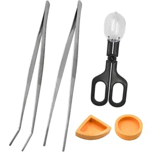 2Pcs Stainless Steel Feeding Tongs, Reptile Feeding Tweezers Long Handle Feeder Tools, Bug Feeding Clamp Cricket Tongs for Fish Aquariums, Reptiles Snakes Lizard Gecko Spider and Bird (Set 1)