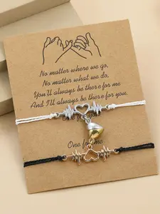 Magnetic Heart Charm Bracelet Set, Stackable Bracelets, Fashionable Couple Bracelet for Women & Men, Trendy All-match & Exquisite Jewelry for Birthday Gift, Cute Jewelry, Heart Shaped Bracelet