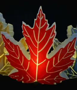 Maple Leaf LED Decorative Lights Set of 3 Gold Green & Red Soft Glow Eye-Catching Design for Fall Thanksgiving Home Décor Colorful Gift