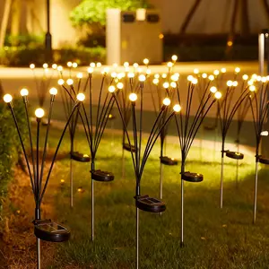 8 LED Solar Swaying Garden Lights 2 Modes Warm White Waterproof for Yard Pathway Landscape Firefly Decorations 68CM Height Lamp Beat Diameter 2CM Outdoor Solar Panel Automatic Charging