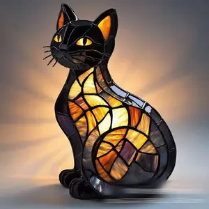 New dog series resin figurines, LED night light, artistic animal statues, creative home desk decoration