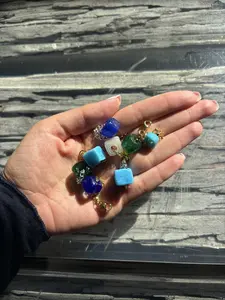 Protect Your Peace Signature Turquoise Glass Bead Charms Clip-On for DIY Jewelry Making and Decoration in Classic Turquoise Sapphire Kelly Green