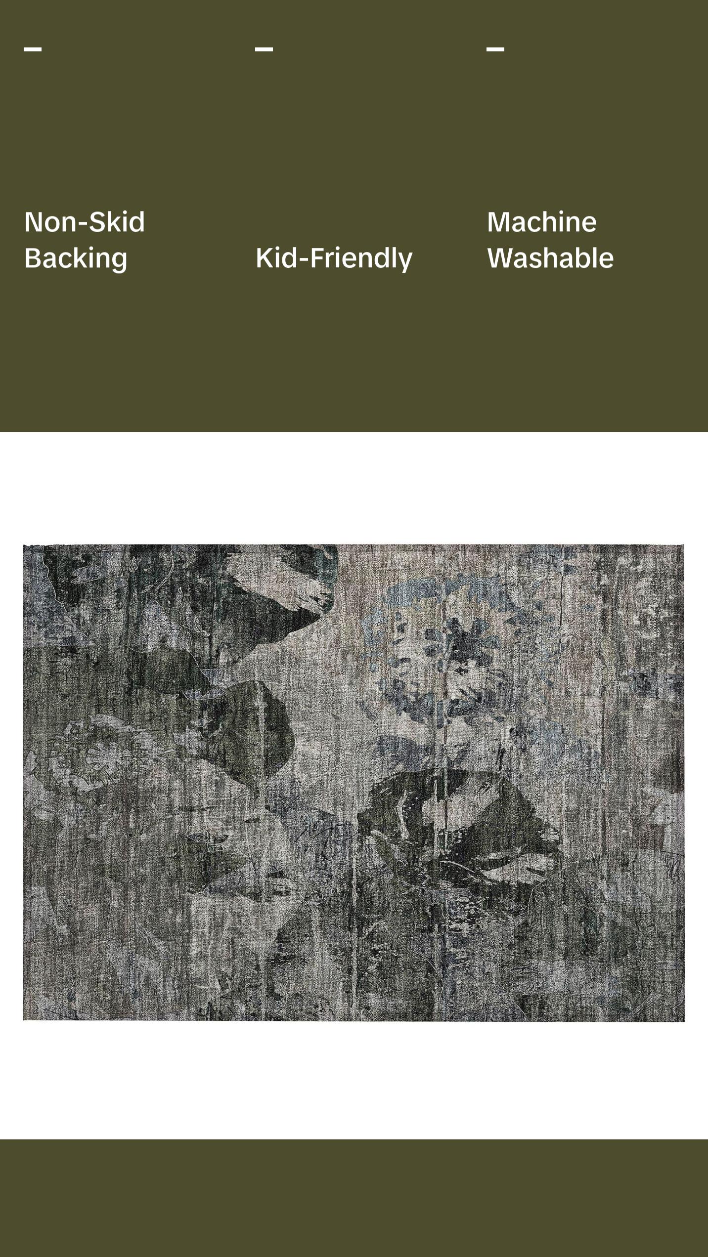 Machine Washable Gray Rug - Indoor / Outdoor - Kids / Pet Friendly Organic Print Rug