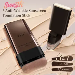 SWESTH Anti-Wrinkle Sunscreen Foundation Stick Full-Coverage Formula with Natural Matte Finish SPF 50 PA++++ 20G Makeup Daily 3-in-1 Moisture Stick Skin