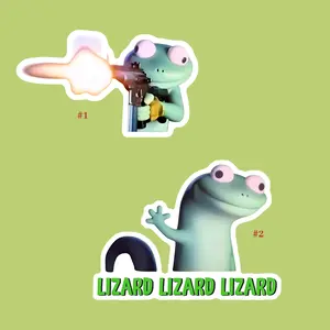 Set 2pieces Meme Tom Lizard Hoppers Movie Cartoon Vinyl Sticker Water Proof Sticker for Laptop, Bottle, phonecase