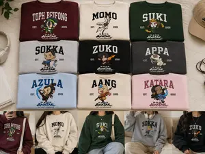 MOVIE embroidered sweatshirt, ATLA Characters Sweatshirt, The Legend Hoodie, Fan Gift Birthday for Boy Girl