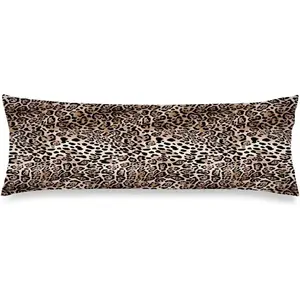 Pillow Cover 20"x54" Pillow Case Leopard Print Safari    Texure Long Pillow Cases Protector with Zipper Decorative Bedding Pillowcase Rectangle Soft Cushion Covers for Bed
