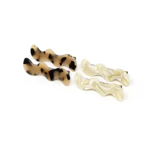 Squiggle Clips 4 Pack - Includes 2 Leopard Print & 2 Cream Color Hair Clips for Styling Needs