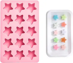 Cute Ice Cube Trays Silicone Chocolate Mold Wax Melt Molds Easy Release Ice Trays Non-Stick Chocolate Soap Pudding Jello Ice Cube Tray (Star)