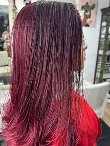 Berry Bliss Burgundy Super Micro Hand Braided Wig - 150% Lightweight, Unisex, Soft Waves at the Ends, Comfortable and Versatile