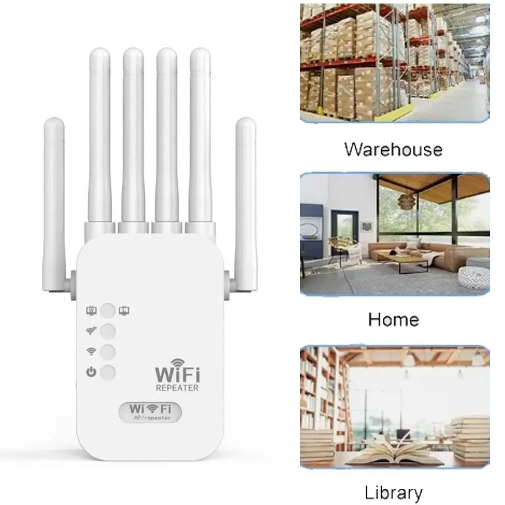 6-Antennas Dual-Band (2.4G/5G) 1200Mbps WiFi Extender Signal Booster, Premium Materials Compact Build, WiFi Repeater for Home Indoor Use, Eliminates Blind Spots, Long Service Life, Durable Lightweight Portable, Compatible with All Routers