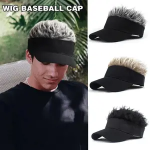 Men Synthetic Short Hair Baseball Cap Spiked Hair Wig Hat Fake Hair Adjustable Sunshade Visor Fancy Performance Hip-Hop Headwear