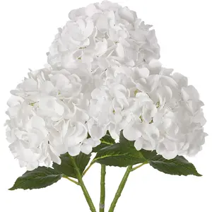 Real Touch Hydrangea Artificial Flowers  Lifelike Latex White Hydrangeas Bouquet for Home Decor Wedding Party Centerpieces Indoor Outdoor Floral