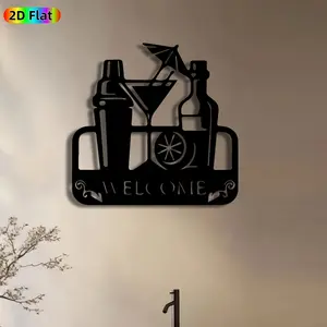 1pc Cocktail Bar Metal Wall Art,Cocktail Statue Mural, Ideal Gift for New Year, Christmas, Bar Decor Enthusiasts, Rust-Resistant Metal Wall Decor Wall Sculptures, Perfect for Home Bar Wall & Garden Fence, Unique Year-Round Decor